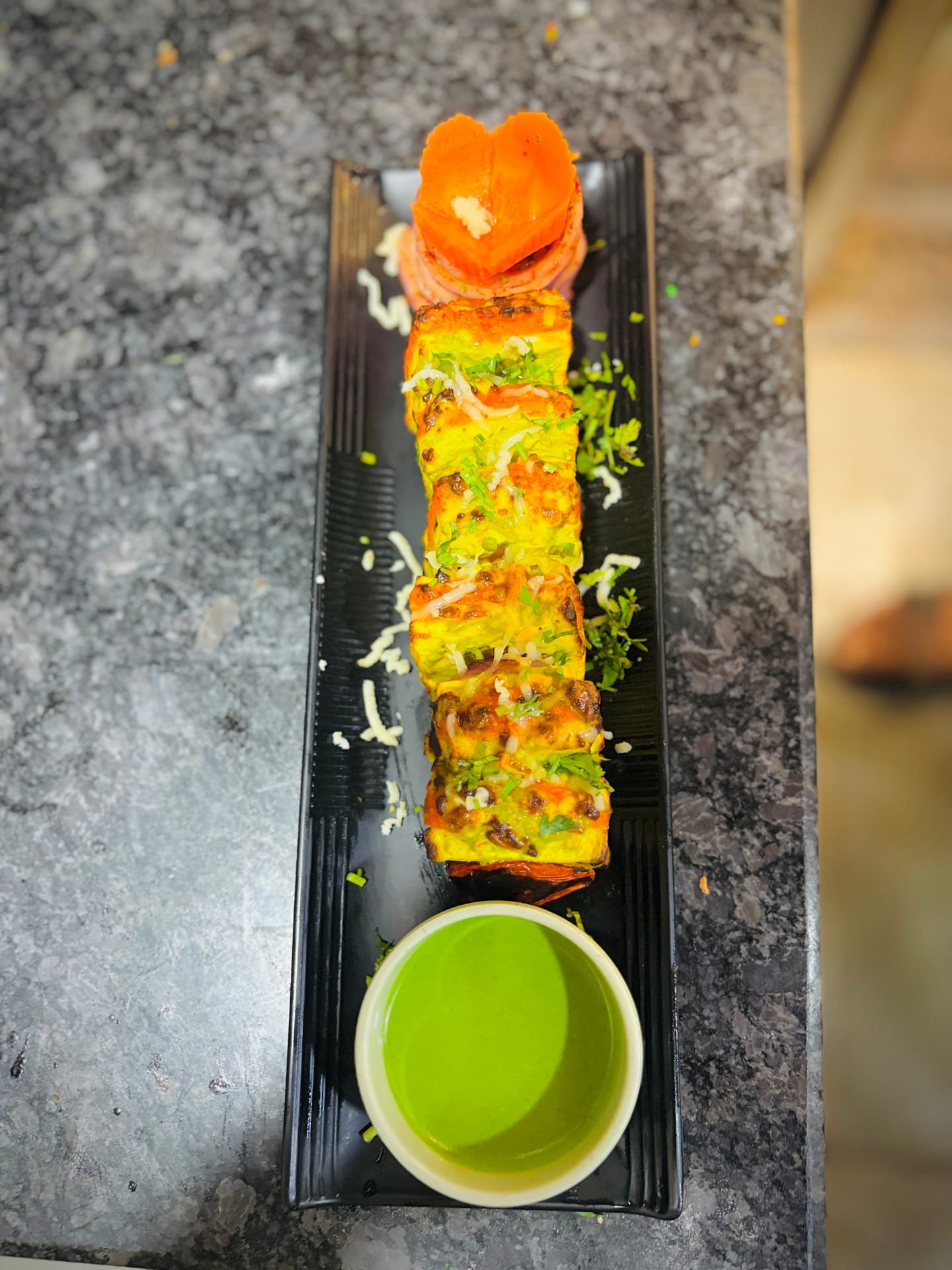 Paneer Hilltop Kabab as plated in the Krushnaleela White House kitchen